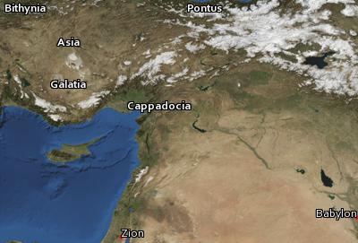 Satellite image of the places in 1 Peter