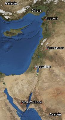 Satellite image of the places in Galatians