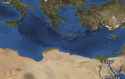 Satellite image of the places in Hebrews