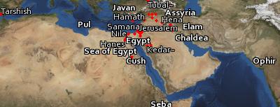Satellite image of the places in Isaiah