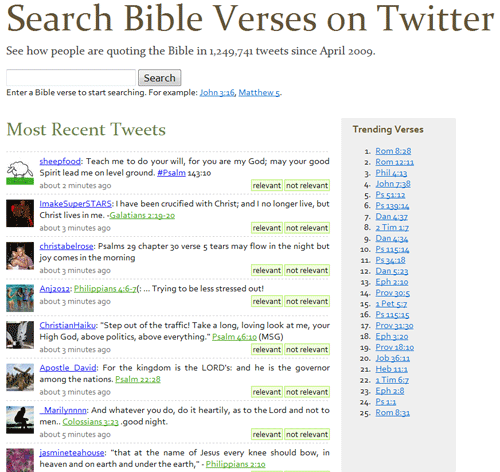 Search Bible verses on Twitter.