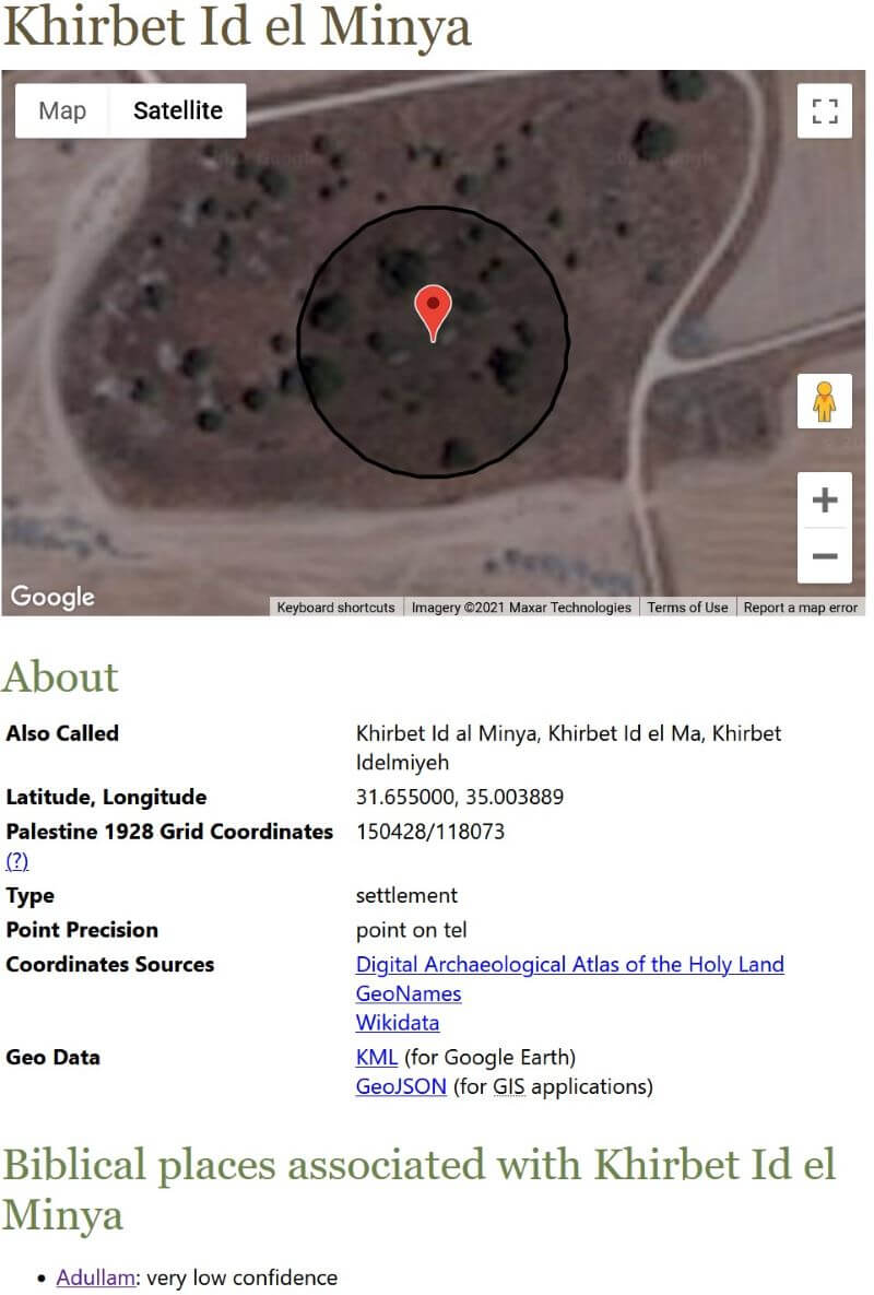 The interface for modern Khirbet Id el Minya.