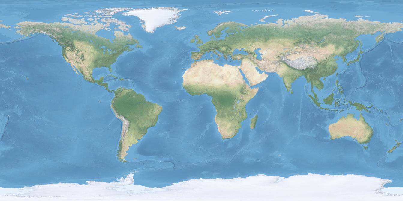 Global view with a Natural Earth 2 base layer and an overlaid vegetation layer.