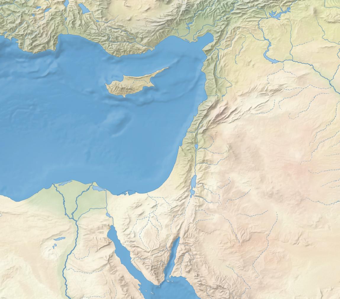 Regional view of the eastern Mediterranean with a Natural Earth 2 base layer.