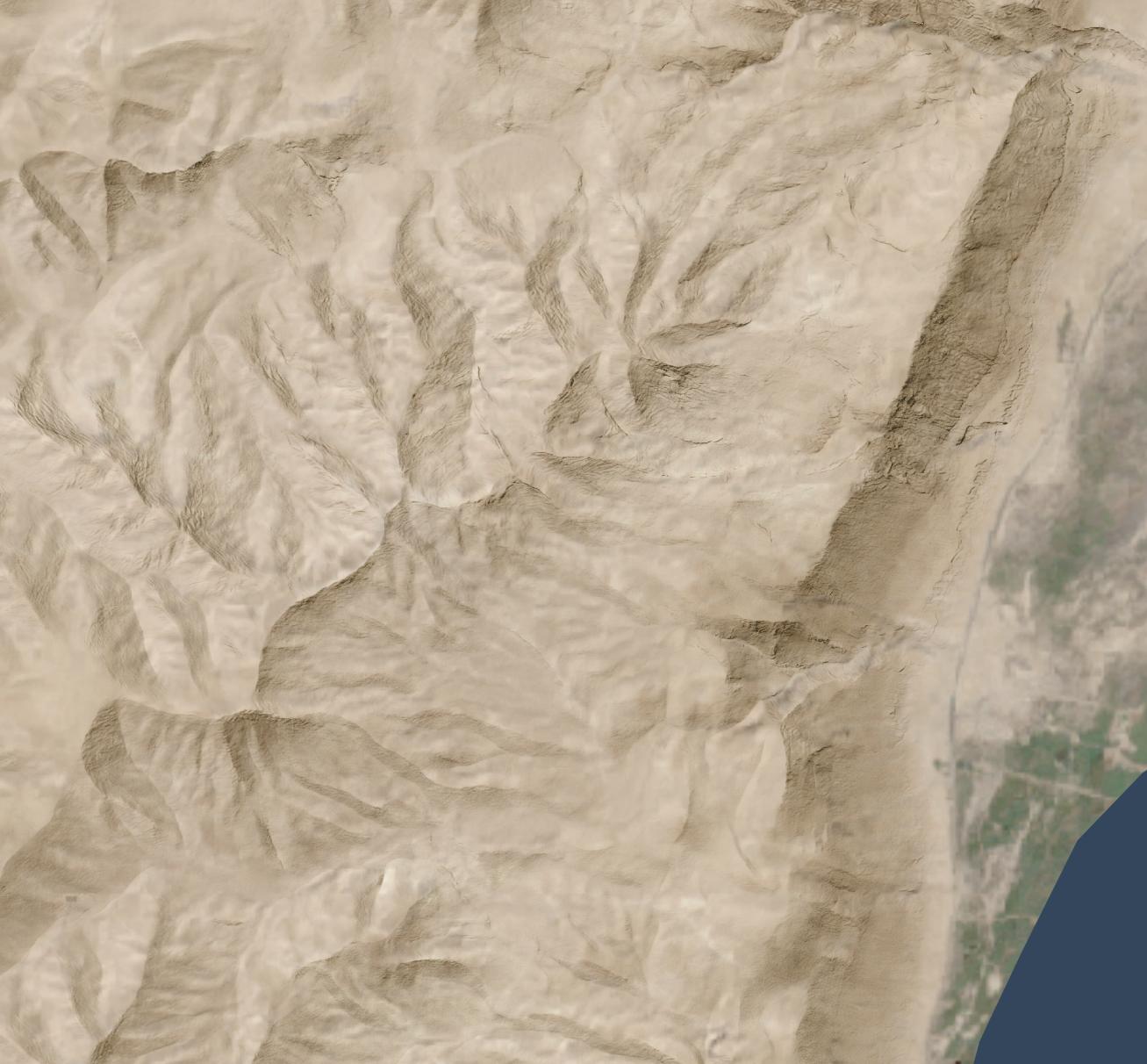 Hillshade draped over a satellite view.