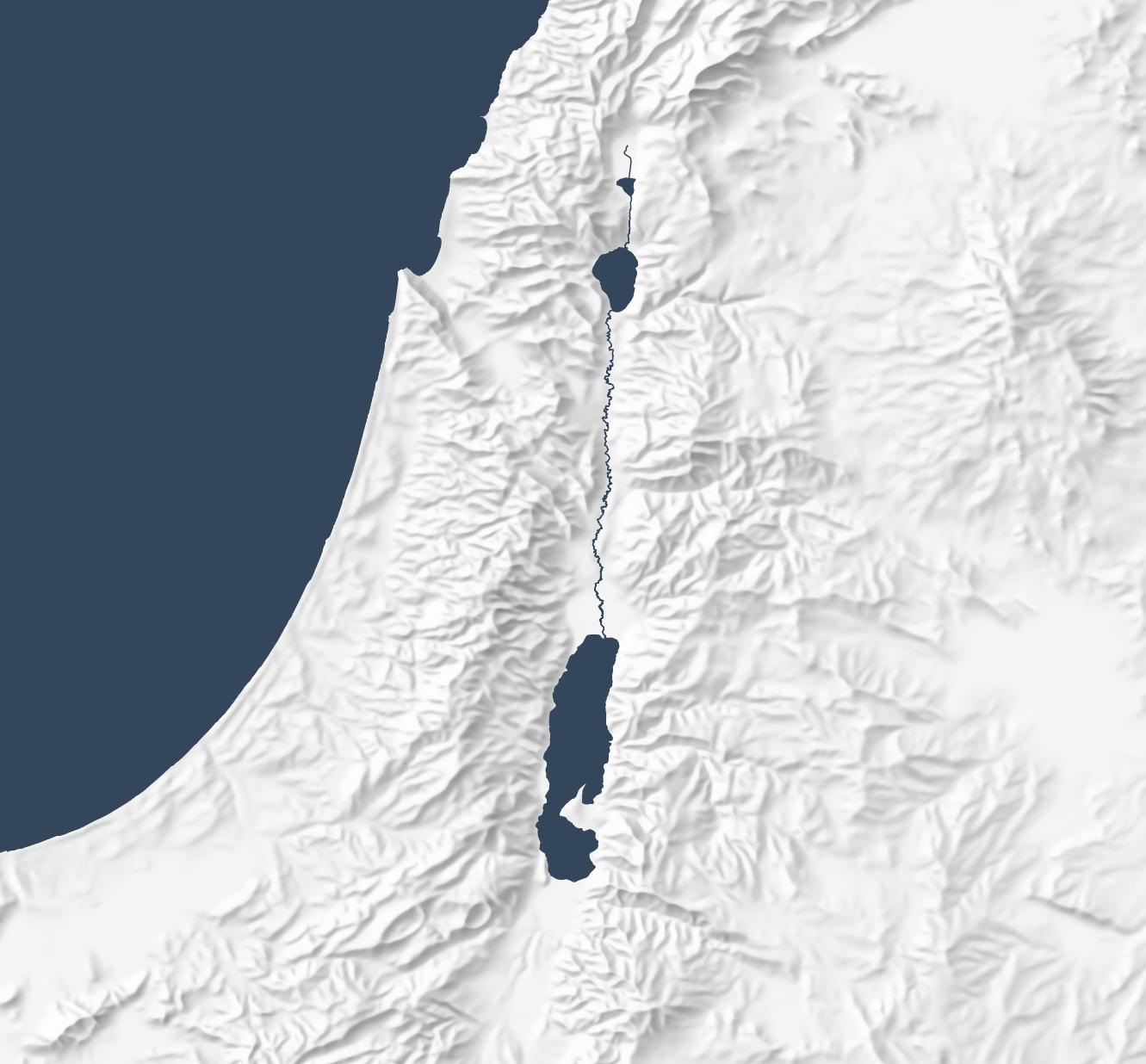 A zoomed-out view of the eastern Mediterranean, reaching from Egypt to Jordan up to Syria in the north. The relief is abstracted well for the scale.