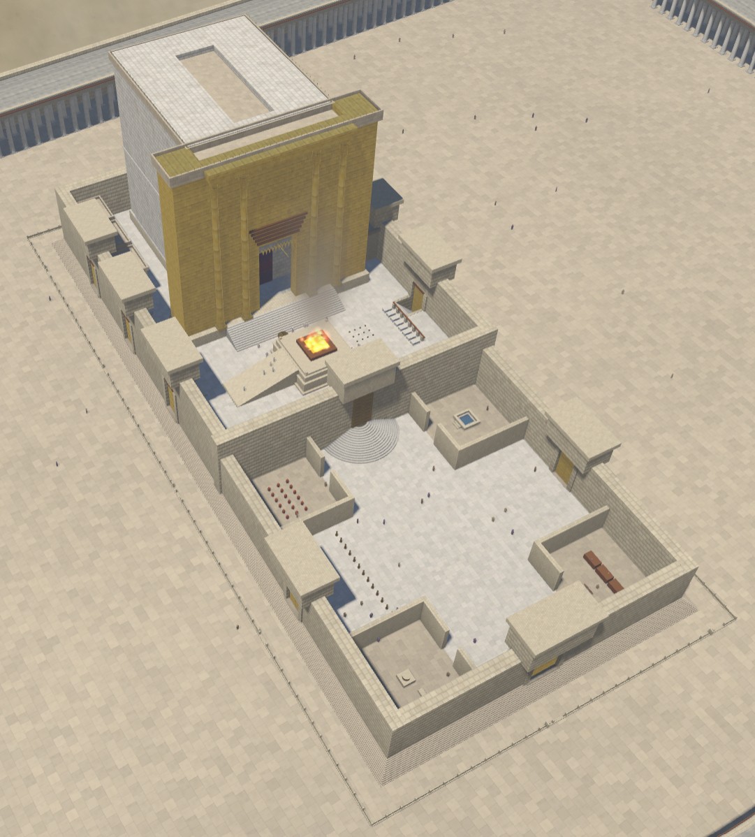 An overhead view of the center of the Temple complex.