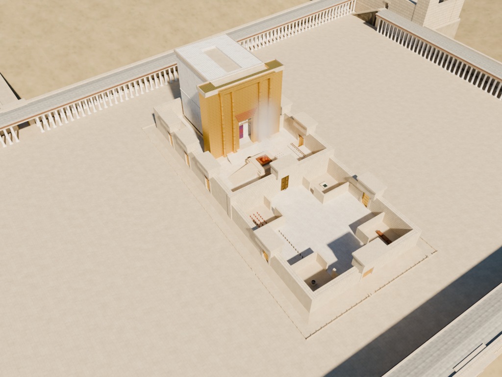 Blender Temple render, looking at the central sanctuary area from the southeast.
