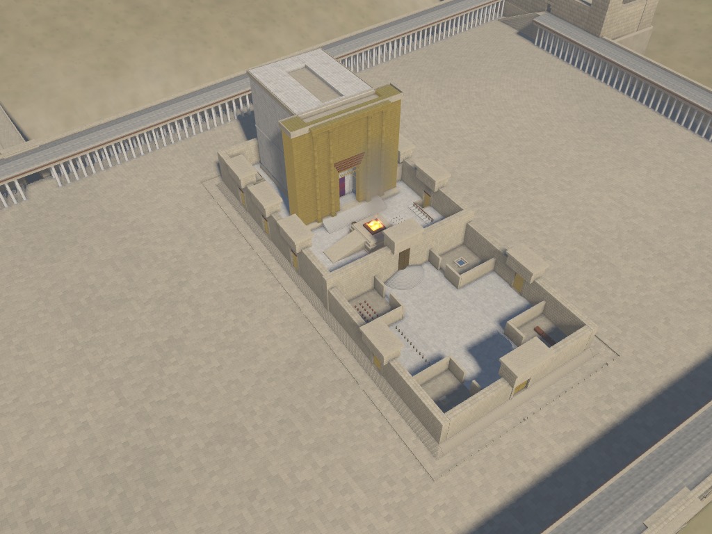 HTML Temple render, looking at the central sanctuary area from the southeast.