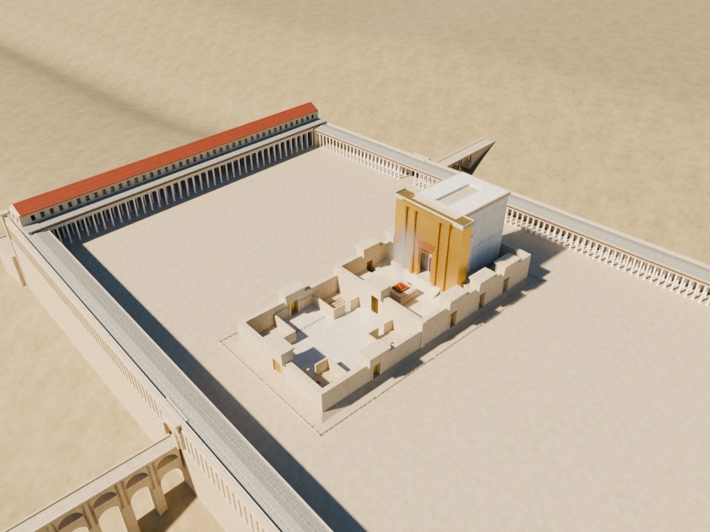 Blender Temple render, looking at the whole Temple complex from the northeast.