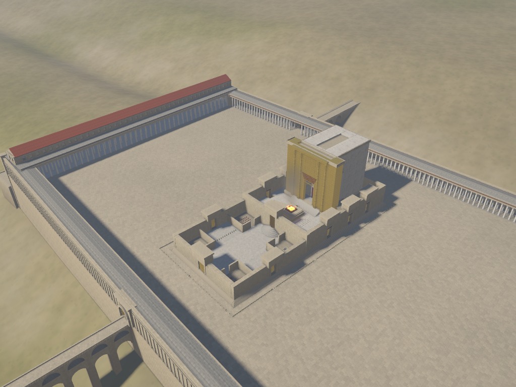 HTML Temple render, looking at the whole Temple complex from the northeast.