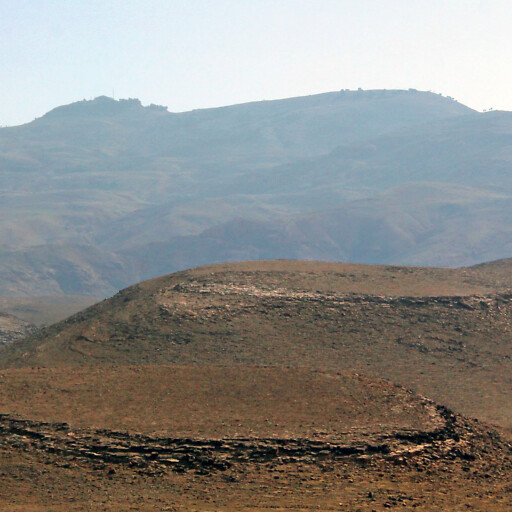 panorama looking east at mountains of Abarim