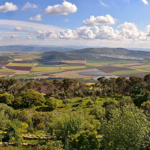 panorama of a region in Canaan from Mount Tabor