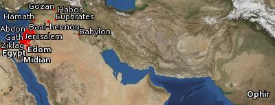 Satellite image of the places in 1 Chronicles