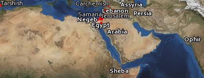 Satellite image of the places in 2 Chronicles