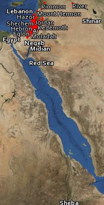 Satellite image of the places in Joshua