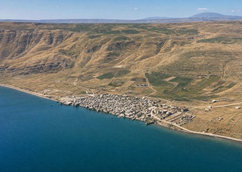Tiberias and the ascent to the plateau. View toward the northeast.