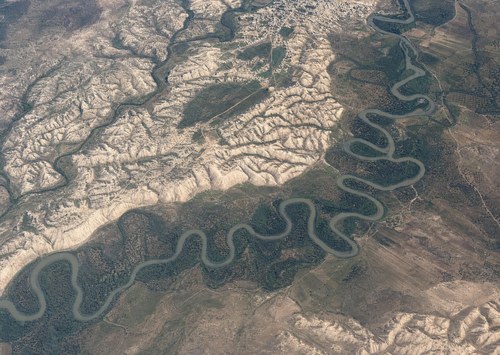The Jordan south of Adamah. Aerial oblique. View toward the southeast.