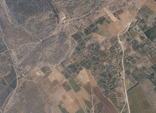 Archive record 200c: Southwest of er-Ramle, 3 km terrain with Dschoret er-Ramle, Tell Bakkisch and Tell el-Battich