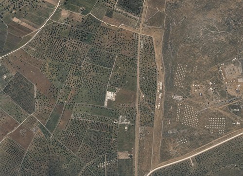 Archive record 208g: Northwest of er-Ramle: overview of the terrain as far as the village of Sarafand, 4 km of the Jaffa-Jerusalem road, and the railway junction toward Jerusalem and Gaza