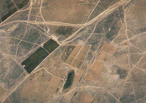 Archive record 307e: West of the Rechowot colony (Khirbet Daran), with a pool and Khirbet Hermas