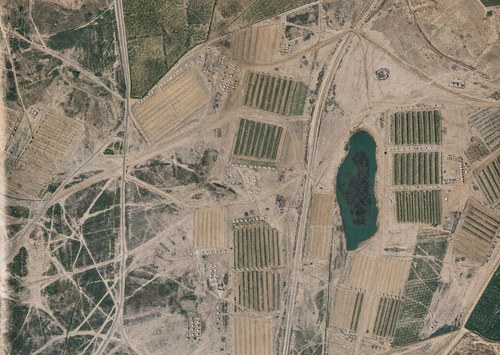 Archive record 307g: West of the Rechowot colony (Khirbet Daran), with a pool and Khirbet Hermas