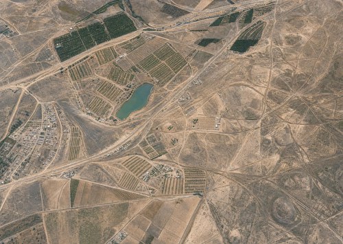 Archive record 307i: West of the Rechowot colony (Khirbet Daran), with a pool and Khirbet Hermas