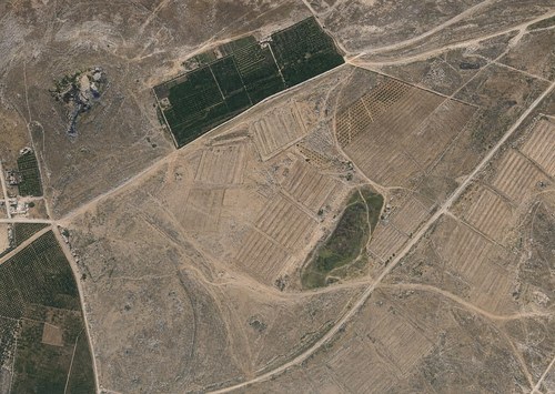 Archive record 307l: West of the Rechowot colony (Khirbet Daran), with a pool and Khirbet Hermas