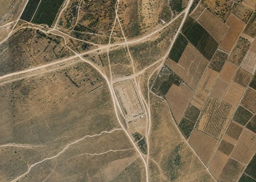 Archive record 307t: West of the Rechowot colony (Khirbet Daran), with a pool and Khirbet Hermas