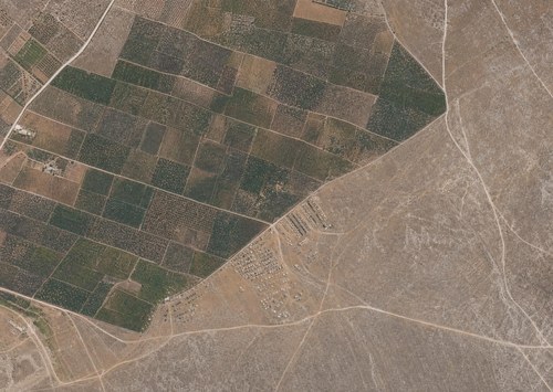 Archive record 307u: West of the Rechowot colony (Khirbet Daran), with a pool and Khirbet Hermas