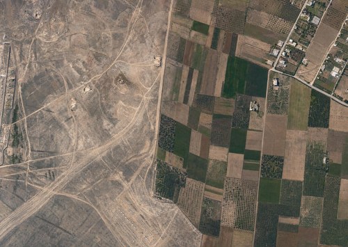 Archive record 307w: West of the Rechowot colony (Khirbet Daran), with a pool and Khirbet Hermas