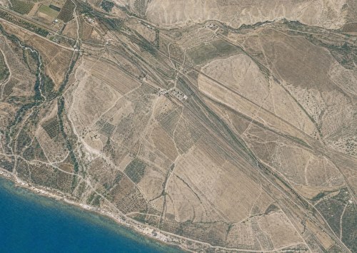 Archive record 355b: Southwest of Jebna (not southeast of), 3 km, with Tell el-Charrube and el-Chrabe, sand dunes