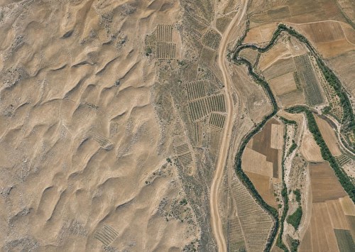 Archive record 359e: mouth of the Wadi Sukrer with sand dunes north of and south of