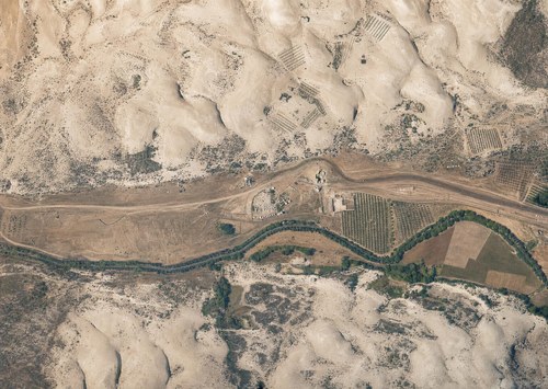 Archive record 359f: mouth of the Wadi Sukrer with sand dunes north of and south of