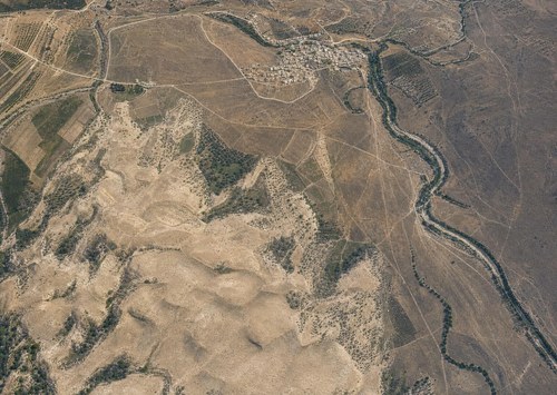 Archive record 359g: mouth of the Wadi Sukrer with sand dunes north of and south of