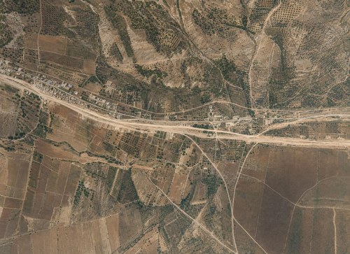Archive record 423m: North of Esdud, Dschisr Esdud and surroundings with Wadi Sukrer, southern continuation of no. 422