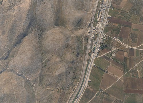 Archive record 423o: North of Esdud, Dschisr Esdud and surroundings with Wadi Sukrer, southern continuation of no. 422