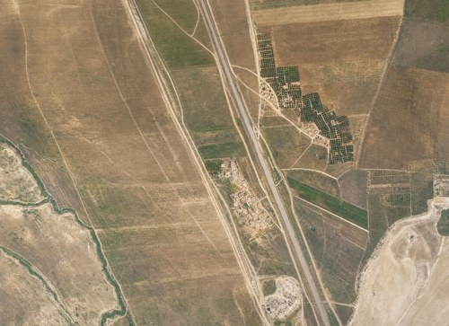 Archive record 423p: North of Esdud, Dschisr Esdud and surroundings with Wadi Sukrer, southern continuation of no. 422