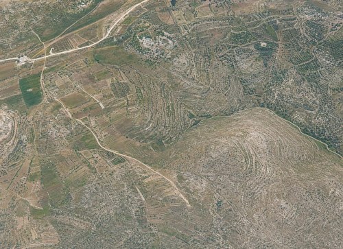 Archive record 645: North of Schafat (arrow reversed), Jerusalem road to Tell el-Ful, hills east of Khirbet Ras et-Tawil