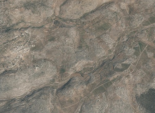 Archive record 657: villages north of and northeast of Amwas and Latrun: southeast of Saffa, northern continuation of no. 655 with Wadi el-Kibli