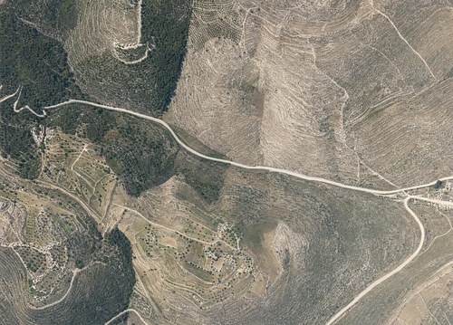 Archive record 752: Road from Latrun to Jerusalem: west of Jerusalem, eastern continuation of no. 751, Jewish colony of Moza, old Jerusalem road, Ras el-Alwe to the switchbacks near Burj et-Tut