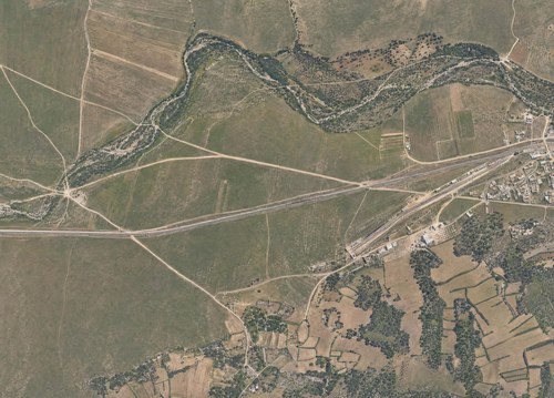 Archive record 757: Railway line from Artuf-Deir Aban to Jerusalem with northern and southern surroundings: 2 km west of Deir Aban station, Wadi es-Sarar
