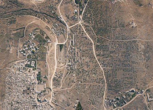 Archive record 797d: C. Jerusalem, partial views of the Old and New City (more or less vertical photographs) with a narrow field of view: western part of the Old City (Church of the Holy Sepulchre, Citadel) and western foreland, Birket es-Sultan, Jewish colonies, Birket Mamilla