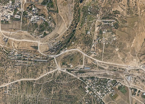 Archive record 805: C. Jerusalem, partial views of the Old and New City (more or less vertical photographs) with a narrow field of view: Nebi Daud (Zion), Hinnom Valley, Jebel Abu Tor, station, Templer Colony, like no. 804 with southern continuation