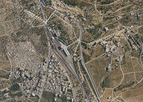 Archive record 805d: C. Jerusalem, partial views of the Old and New City (more or less vertical photographs) with a narrow field of view: Nebi Daud (Zion), Hinnom Valley, Jebel Abu Tor, station, Templer Colony, like no. 804 with southern continuation