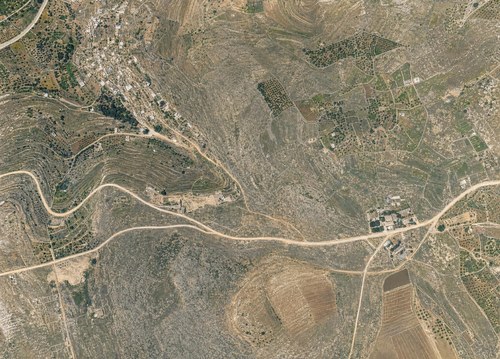 Archive record 823a: D. Jerusalem, partial views the immediate surroundings the Old and New City: northwest of Jerusalem (part from no. 821), Hospital Schaare Zedek, road fork to En Karim and Jaffa, western continuation of no. 822