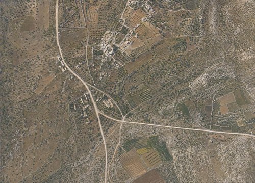 Archive record 823d: D. Jerusalem, partial views the immediate surroundings the Old and New City: northwest of Jerusalem (part from no. 821), Hospital Schaare Zedek, road fork to En Karim and Jaffa, western continuation of no. 822
