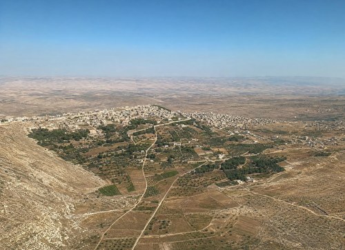 Archive record 84/2: Jaffa and surroundings, overview from west to east: coast, village Summel, colony Sarona, Jewish colony Tel Awiw, village Selma (reduced and lighter duplicate, broken edge)