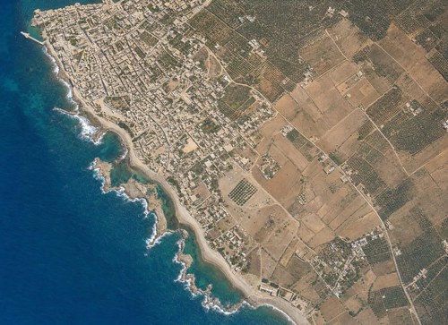 Archive record 87: Jaffa, southern city, rocky reefs, orchards (vertical photograph)