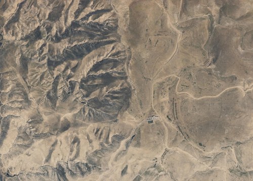 Archive record 871a: el-Azarije, Jericho road, Khan Hatrur, Khan el-Meschrab, Deir el-Kelt, Jebel Karantal, etc.: Khan el-Meschrab and northeastern surroundings to the Wadi el-Kelt
